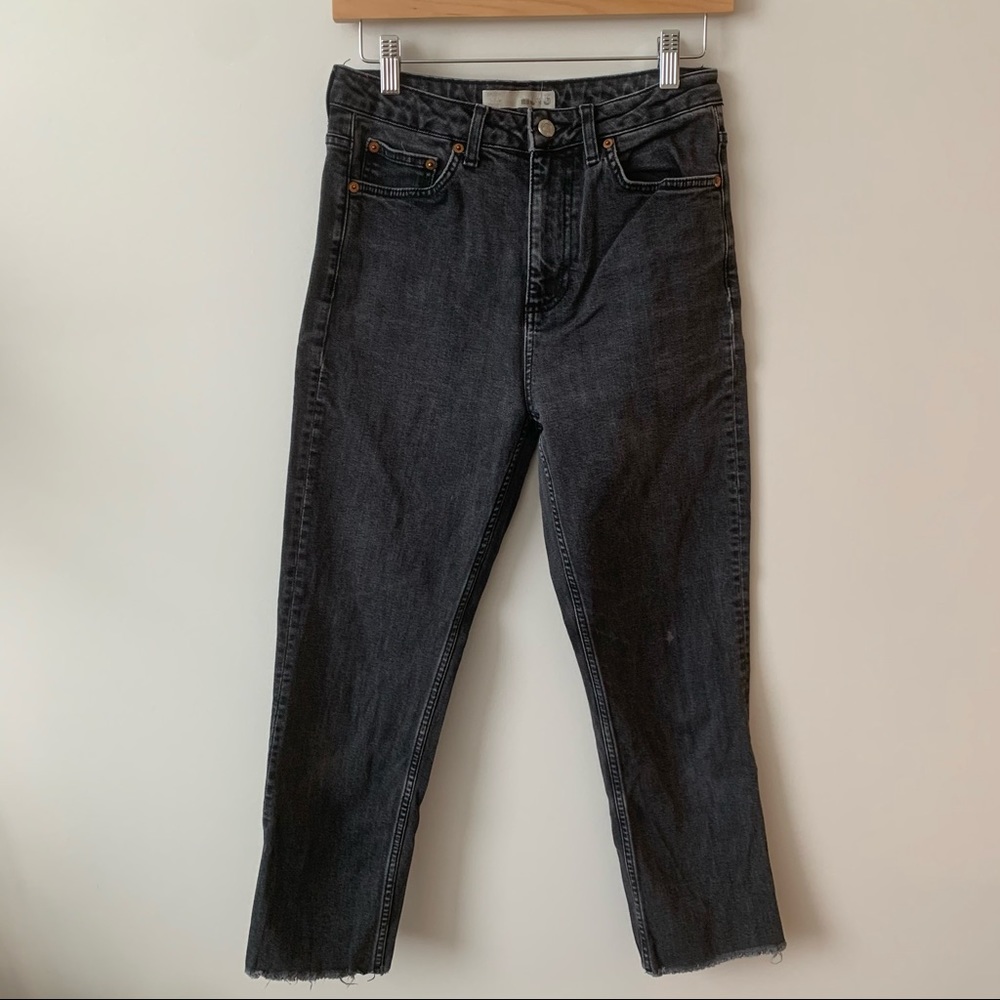 TOPSHOP moto jeans with raw hem, black wash